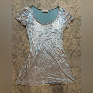 1990s Blue Velvet Mini Dress